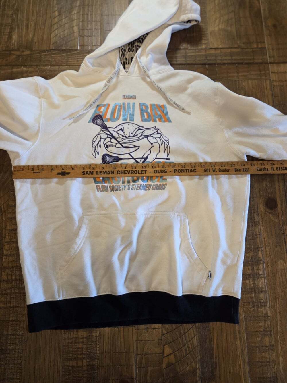 Flow Bay Lacrosse and Flow Society's Steamed Crabs Hooded Sweatshirt Large - Picture 3 of 8